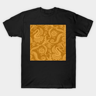 Gold on Gold Classy Medieval Damask Swans T-Shirt